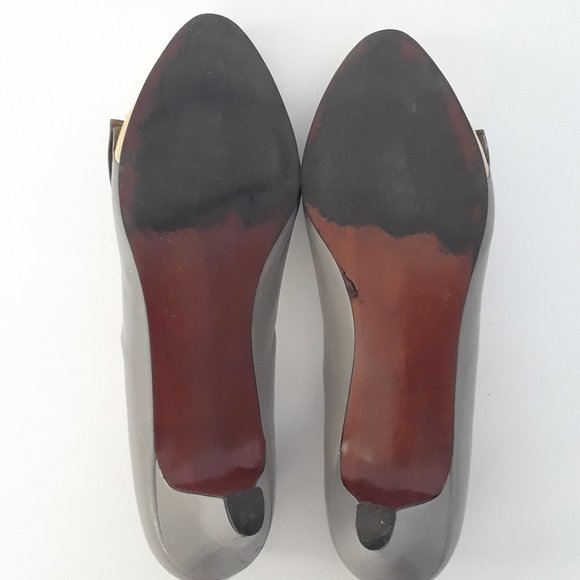 Vintage 60s/70s Gray Fine Leather Short Heel Pumps Size 8.5 - Picture 11 of 16